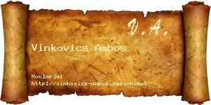 Vinkovics Ambos névjegykártya